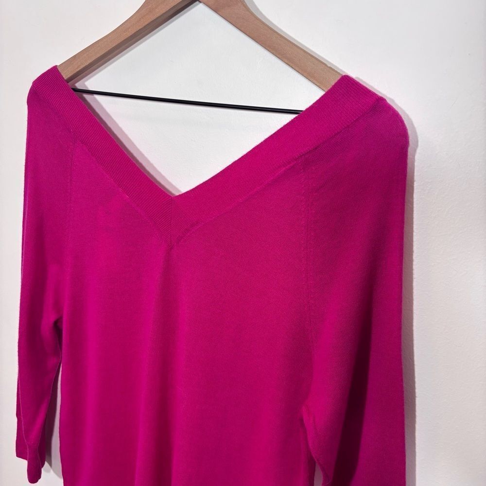 Anthropologie Moth Pink/Rose V Neck 3/4 Sleeve Merino Wool Sweater NWT Small - Picture 10 of 13